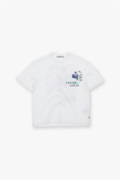 Van Gogh Irises Oversize Tişört Erkek Ekru