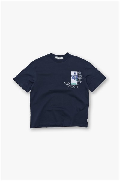 Van Gogh Irises Oversize Tişört Erkek Lacivert