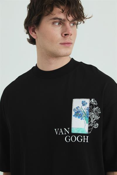 Van Gogh Irises Oversize Tişört Erkek Siyah