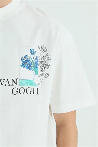 Van Gogh Irises Oversize Tişört Erkek Ekru