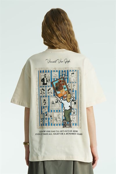 Vincent Muse Oversize Kadın Tişört Stone