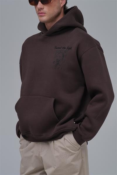 Van Gogh Threads Oversize Sweatshirt Erkek Kahverengi