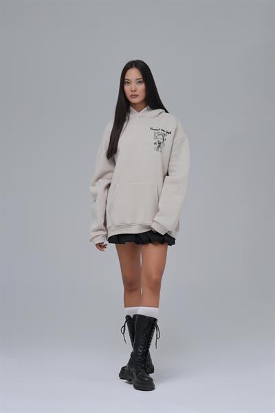 Van Gogh Threads Oversize Sweatshirt Kadın Stone