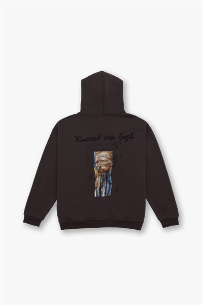Van Gogh Threads Oversize Sweatshirt Kadın Kahverengi