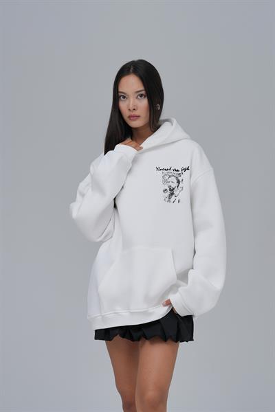 Van Gogh Threads Oversize Sweatshirt Kadın Ekru