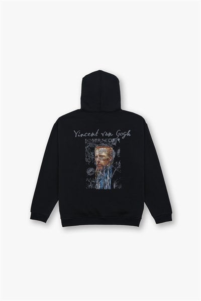 Van Gogh Threads Oversize Sweatshirt Kadın Siyah