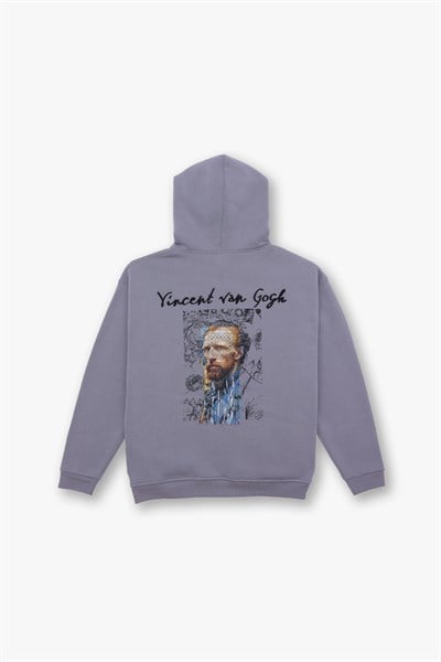 Van Gogh Threads Oversize Sweatshirt Kadın Gri