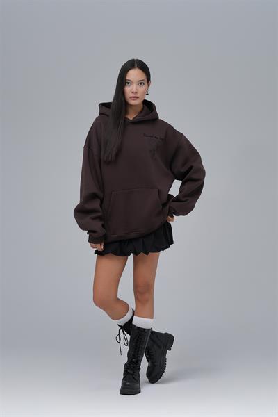 Van Gogh Threads Oversize Sweatshirt Kadın Kahverengi
