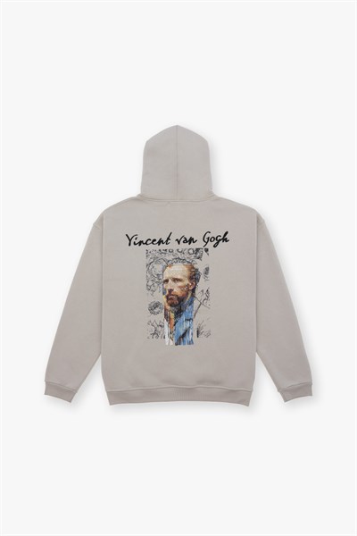 Van Gogh Threads Oversize Sweatshirt Kadın Stone