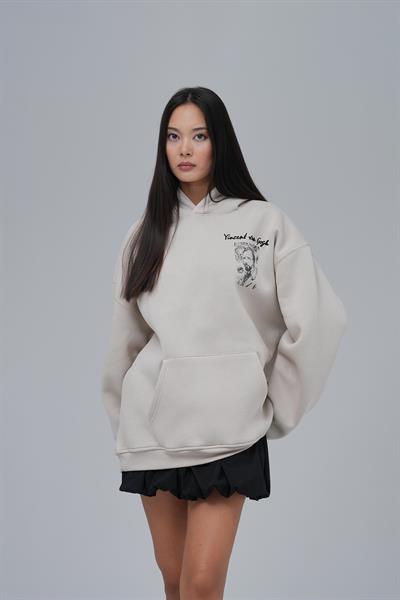 Van Gogh Threads Oversize Sweatshirt Kadın Stone