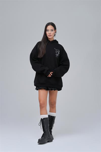 Van Gogh Threads Oversize Sweatshirt Kadın Siyah