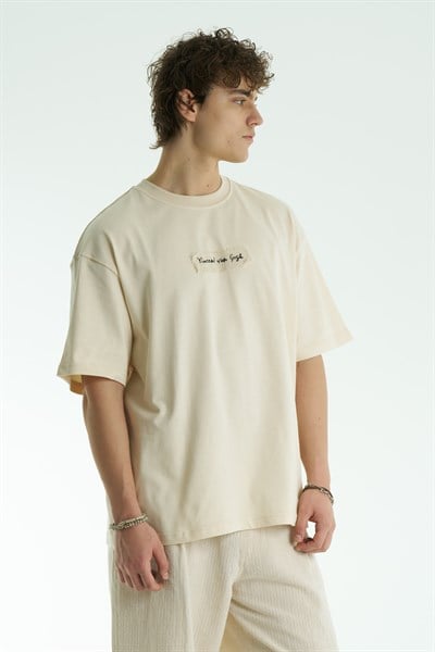 Vincent Canvas Oversize Erkek Tişört Stone