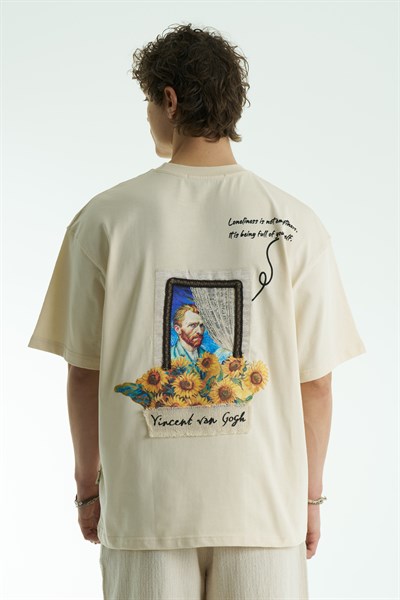 Vincent Canvas Oversize Erkek Tişört Stone