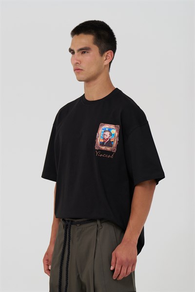 Vincent Canvas Tale Oversize Erkek Tişört Siyah
