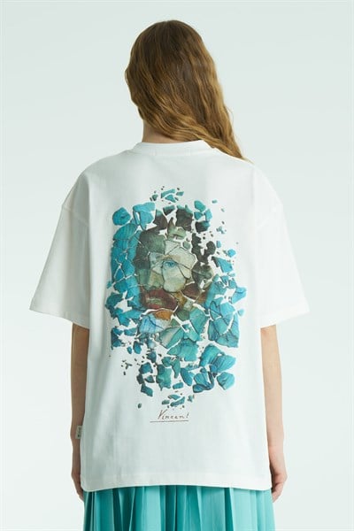 Vincent Fragment Oversize Kadın Tişört Ekru