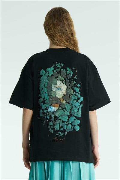 Vincent Fragment Oversize Kadın Tişört Siyah
