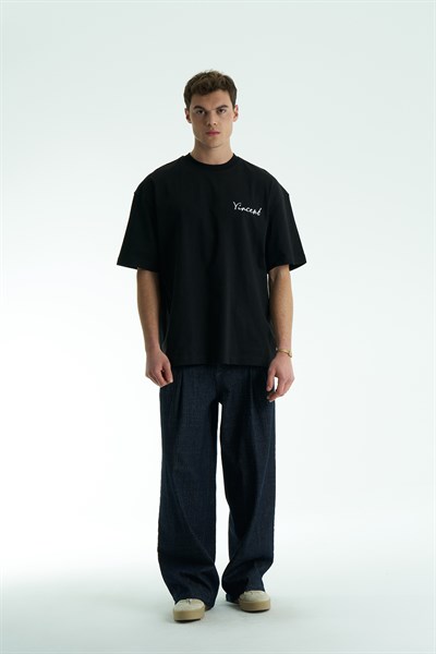 Vincent Oversize Erkek Tişört Siyah