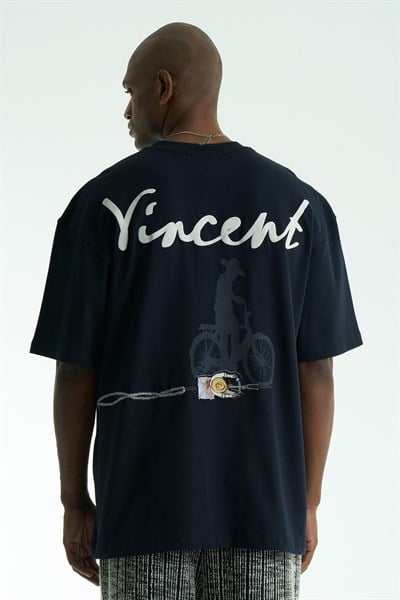 Vincent Ride Oversize Erkek Tişört Lacivert
