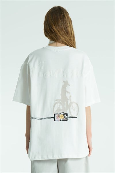 Vincent Ride Oversize Kadın Tişört Ekru