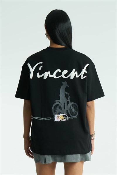Vincent Ride Oversize Kadın Tişört Siyah