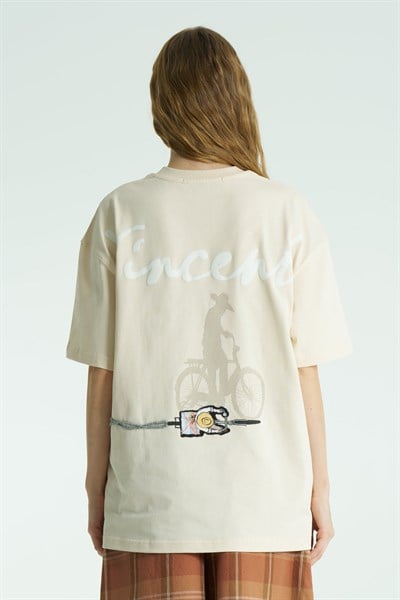 Vincent Ride Oversize Kadın Tişört Stone