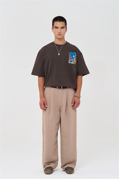 Vincent Venice Oversize Erkek Tişört Kahverengi