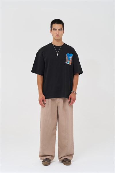 Vincent Venice Oversize Erkek Tişört Siyah
