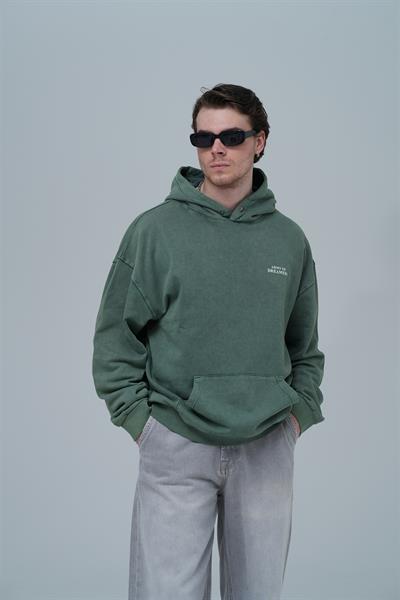 Washed Peace Oversize Sweatshirt Erkek Yeşil