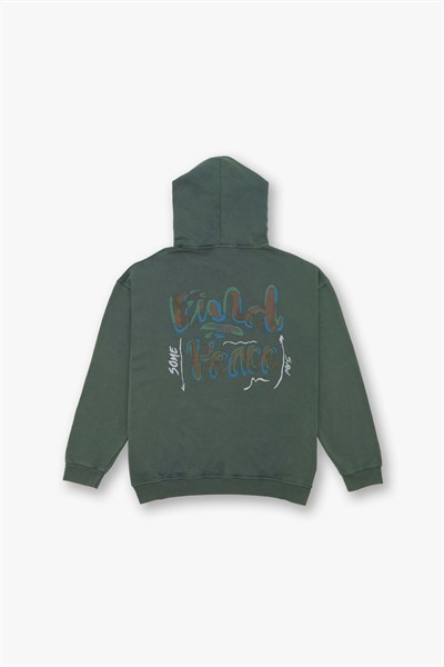 Washed Peace Oversize Sweatshirt Erkek Yeşil