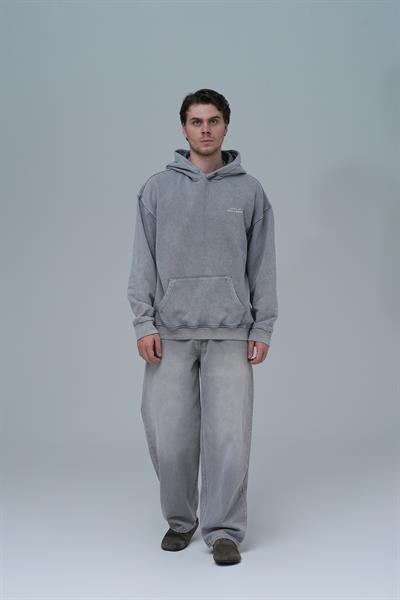 Washed Peace Oversize Sweatshirt Erkek Füme