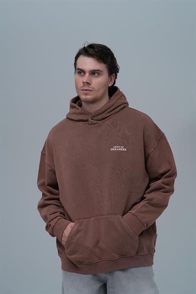 Washed Peace Oversize Sweatshirt Erkek Kahverengi