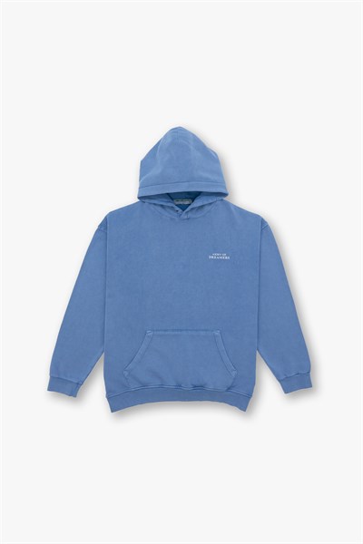 Washed Peace Oversize Sweatshirt Erkek Mavi