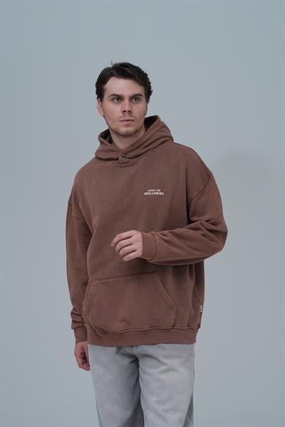 Washed Peace Oversize Sweatshirt Erkek Kahverengi