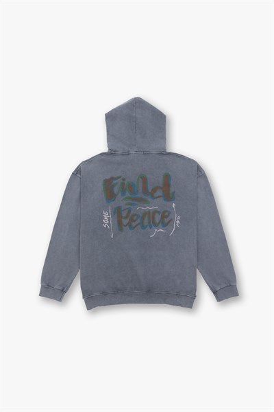 Washed Peace Oversize Sweatshirt Erkek Füme