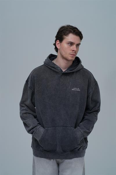 Washed Peace Oversize Sweatshirt Erkek Siyah