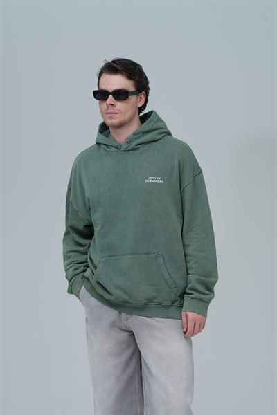 Washed Peace Oversize Sweatshirt Erkek Yeşil