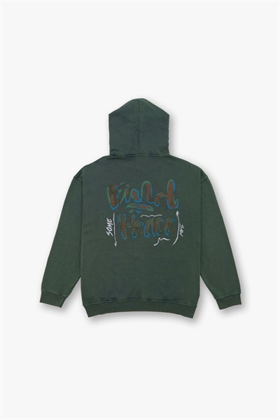 Washed Peace Oversize Sweatshirt Kadın Yeşil