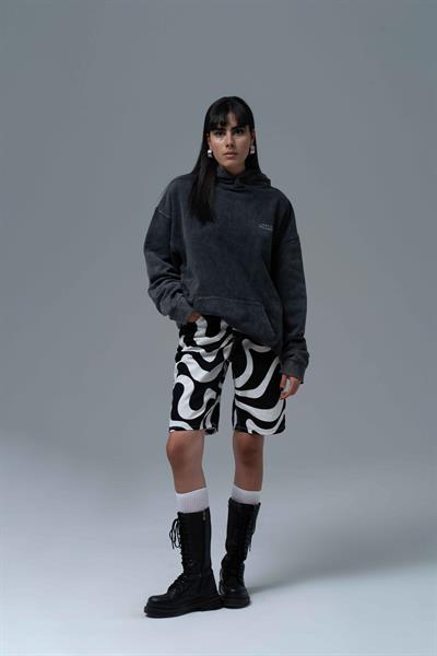 Washed Peace Oversize Sweatshirt Kadın Siyah