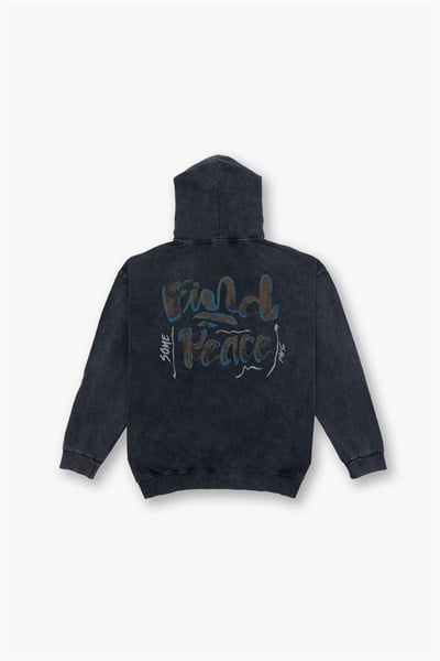 Washed Peace Oversize Sweatshirt Kadın Siyah