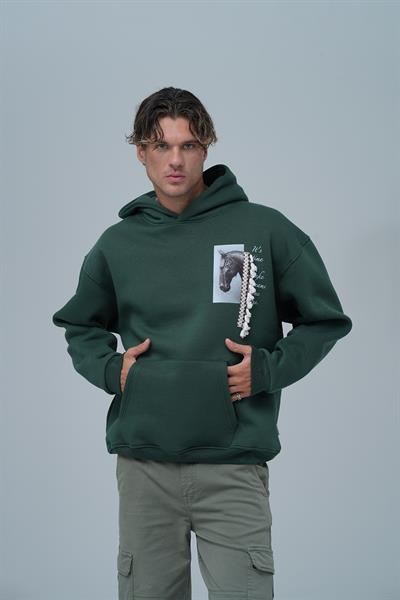 Wild Spirit Oversize Sweatshirt Erkek Yeşil