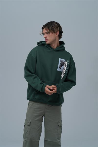 Wild Spirit Oversize Sweatshirt Erkek Yeşil