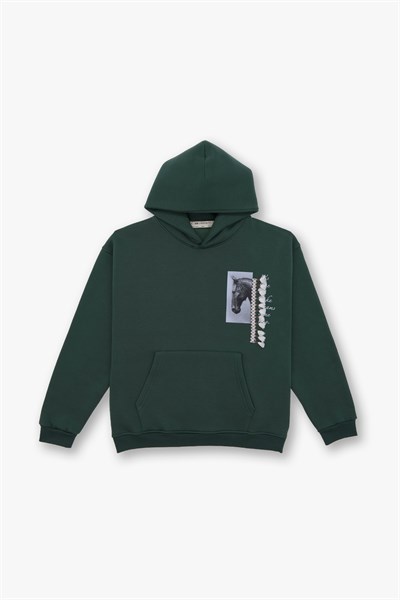 Wild Spirit Oversize Sweatshirt Erkek Yeşil