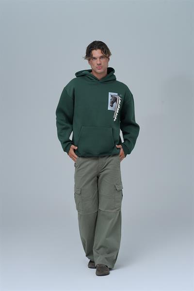 Wild Spirit Oversize Sweatshirt Erkek Yeşil