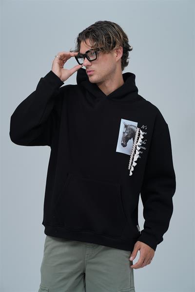 Wild Spirit Oversize Sweatshirt Erkek Siyah