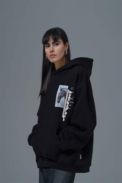 Wild Spirit Oversize Sweatshirt Kadın Siyah