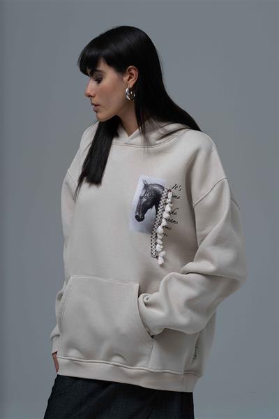 Wild Spirit Oversize Sweatshirt Kadın Stone
