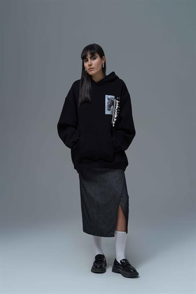 Wild Spirit Oversize Sweatshirt Kadın Siyah