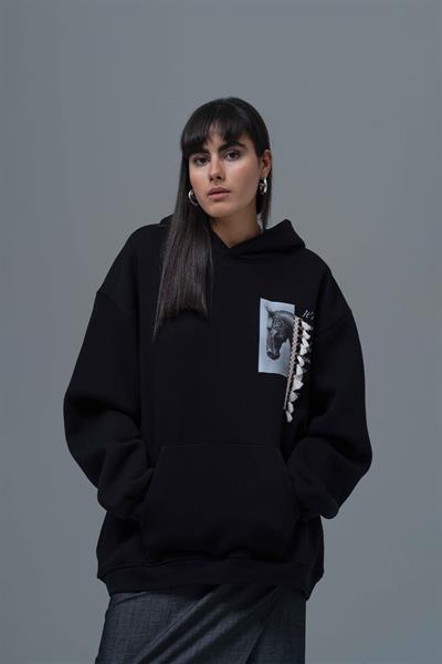 Wild Spirit Oversize Sweatshirt Kadın Siyah