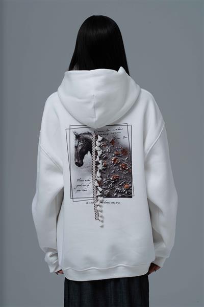 Wild Spirit Oversize Sweatshirt Kadın Ekru