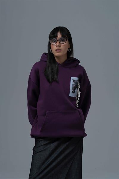 Wild Spirit Oversize Sweatshirt Kadın Mor